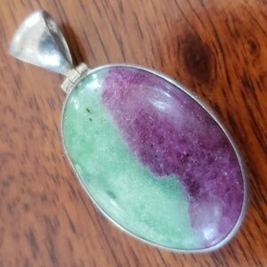 STARBORN Sterling Silver Ruby Zoisite Pendant • Pink Green Natural Stone